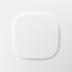 Square 3d button. Product top view stage background. Geometric shape abstract banner. Website product presentation template. Top view 3d button in neumorphic design. Vector