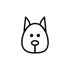 Dog face icon. Dog head icon in line art. Puppy with ears up symbol. Vector element in black and white