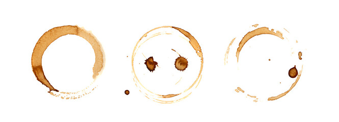 Coffee Stain Isolated, Coffe Stamp, Brown Drink Round Mark, Splash, Spill, Texture