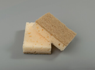 Natural Sponge on Grey, Eco Brown Sponges, Eco Friendly Hygiene Accessory, Scotch Brite Dishwasher