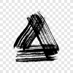 Black grunge brush strokes in triangle form