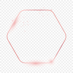 Rose gold glowing rounded hexagon frame