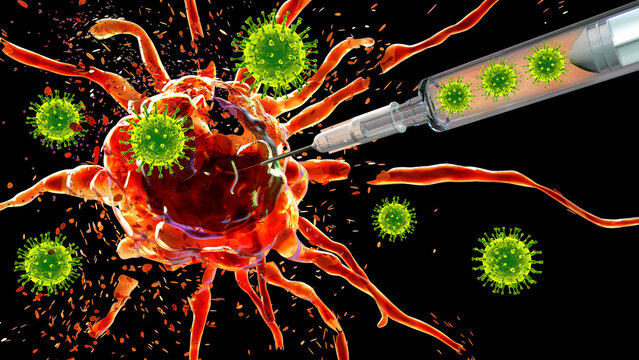Oncolytic viral therapy, conceptual illustration