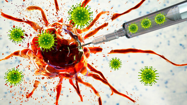 Oncolytic viral therapy, conceptual illustration