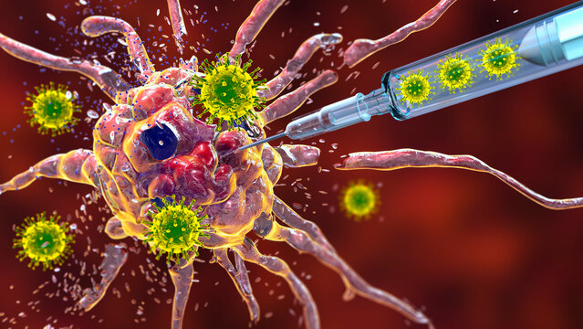 Oncolytic viral therapy, conceptual illustration