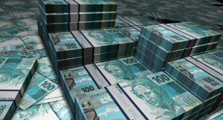 Brazil Brazilian Real 100 BRL banknote money 3d illustration