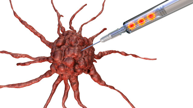 Oncolytic viral therapy, conceptual illustration