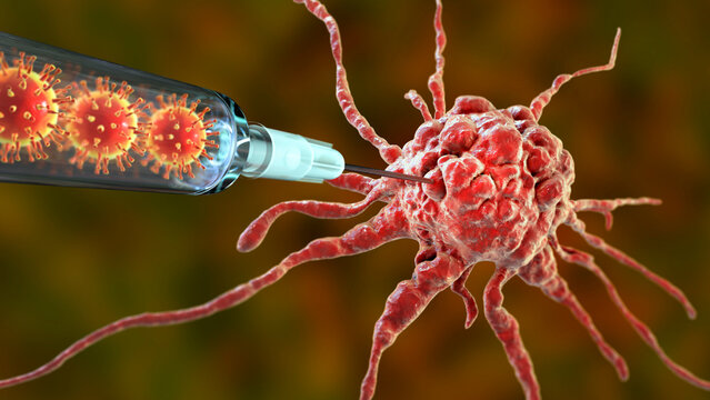 Oncolytic viral therapy, conceptual illustration