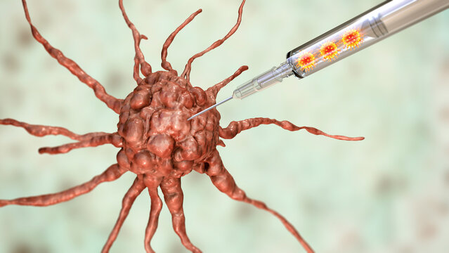 Oncolytic viral therapy, conceptual illustration