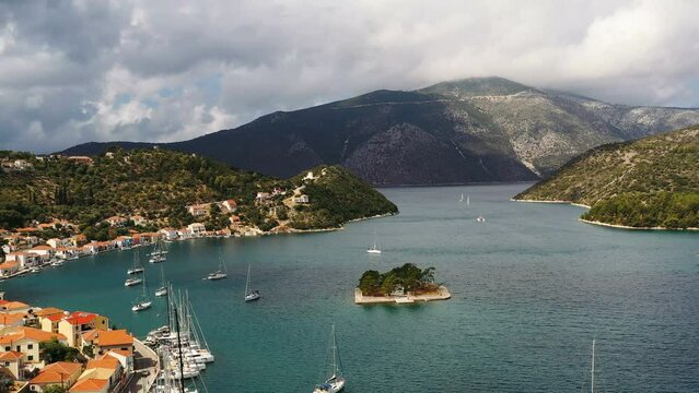 Small island on enterance of Vathy Ithaca (Ithaka) bay, Greece