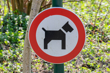 Forbidden For Dogs Sign At Amstelpark Park Amsterdam The Netherlands 2020