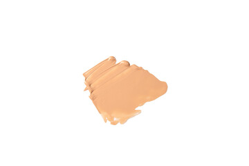 Light beige liquid smear of foundation, highlighted on a white isolated background. A sample of foundation for makeup. Realistic cosmetic cream smear.