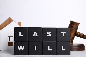 Black cubes with words Last Will on white background