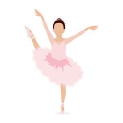 Naklejka premium Girl ballet dancer. Little child doing ballet exercises. Cute little ballerina in pointe shoes. The princess girl is dancing. Vector illustration isolated on white background