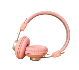 Beautiful pink headphones isolated cutout background