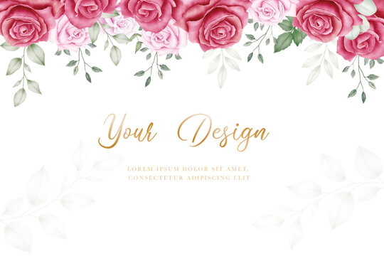 Beautiful floral roses wadding invitation card
