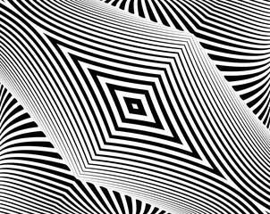 Line art optical .Wave design black and white. Pattern Digital image with a psychedelic stripes. Argent base for website, print, basis for banners, wallpapers, business cards, brochure.