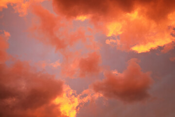 Picturesque view of beautiful sky with clouds on sunset