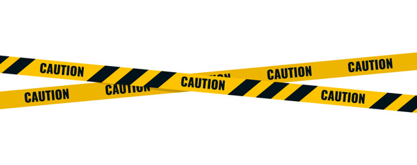 Caution tape. Caution yellow warning lines isolated on white. Vector illustration