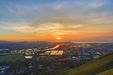 sunset of the yuen long, hong kong 29 July 2012