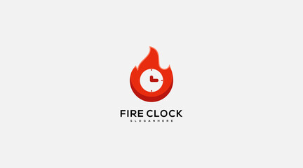 Fire clock Icon vector Logo Design Element