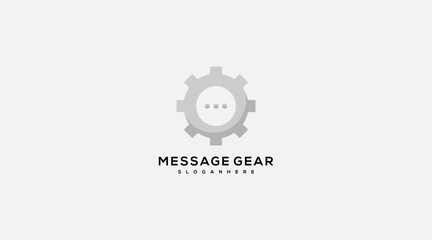 Gear Chat vector logo design 
