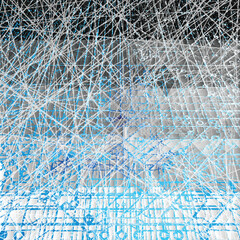 Abstract Blue Mesh Construction Technology Background with Chaotic Lines for your Futuristic Design. Vector Illustration.
