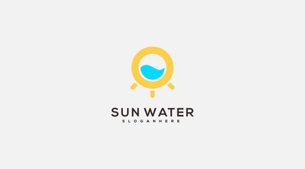 Fototapeta premium Sun water initial icon vector logo design template