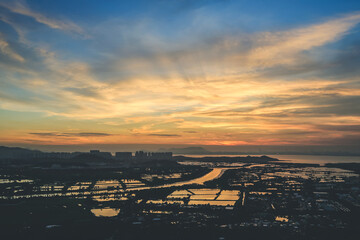 sunset of the yuen long, hong kong 29 July 2012