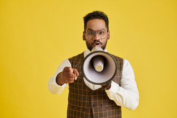 Man Speaking in Megaphone