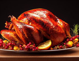 Cooked thanksgiving turkey turkey on a platter