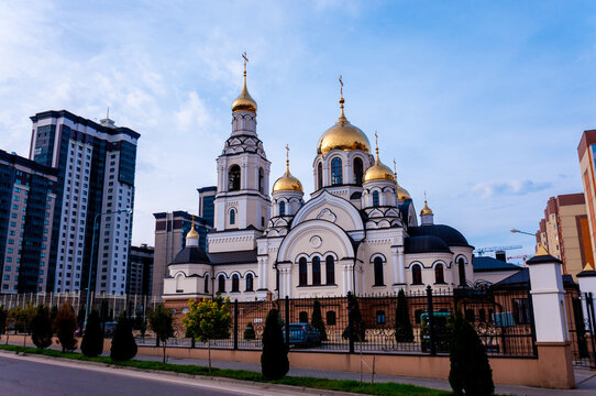 Voronezh, Russia, October 3, 2022: Russian Pro-Orthodox Church, lower church in honor of the Nativity of the Holy glorious prophet, Forerunner and Baptist of the Lord John in the fall