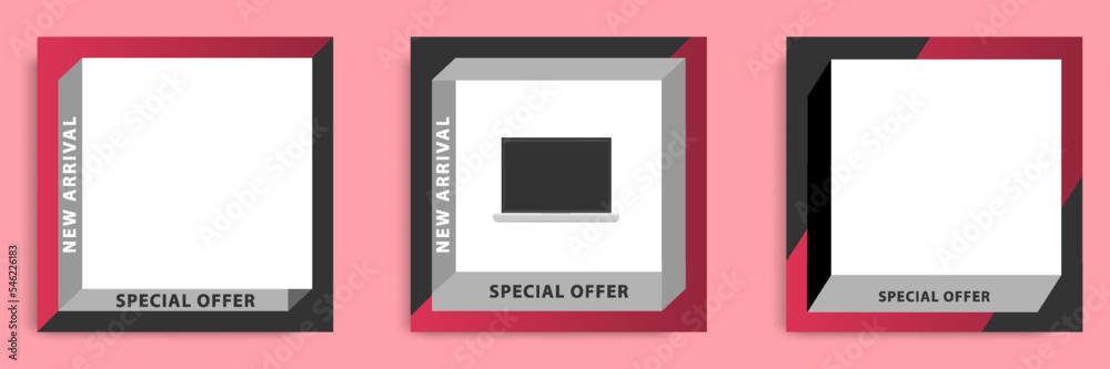 Wall mural geometric square social media banner layout, product background backdrop display for e commerce sale