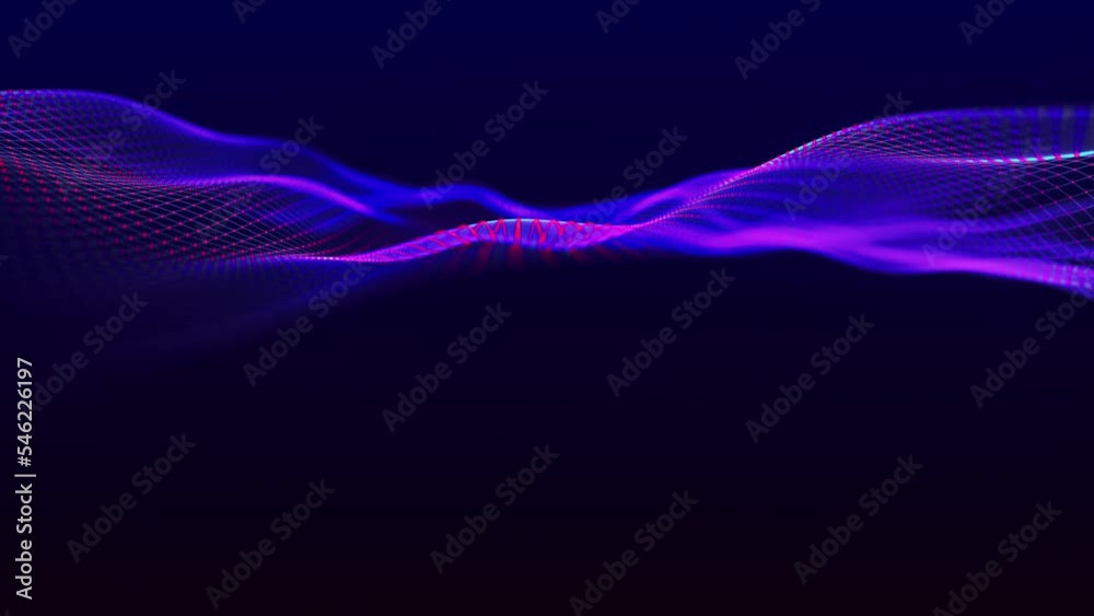 Poster abstract digital background. dynamic wave of glowing particles. data flow information. concept of di