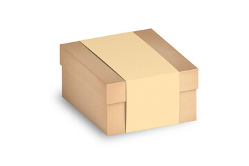 Kraft brown gift box packaging mockup isolated on white background. 3d rendering.