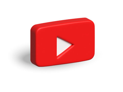 YouTube 3D logo . YouTube icon and button .Video player vector symbol.Red 3D Youtube play button.Youtube social media icon isolated on white.Vinnitsa,Ukraine-November 15,2022