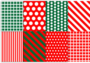 set of New Year's seamless patterns, Christmas patterns, red and green color