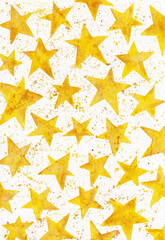 yellow stars on a white background. abstract watercolor ornament