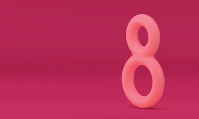 Eight number pink greeting festive 3d design holiday announcement banner realistic vector