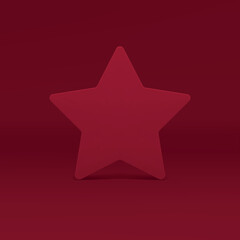 Red star five pointed 3d decor element premium quality holiday celebration symbol realistic vector