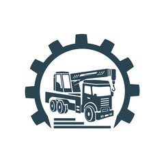 Vector illustration, crane icon. Construction industry. Isolated on a white background.
