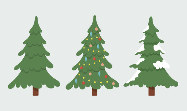 Christmas trees set. Vector illustration.