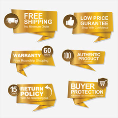 Collection of golden premium retro promo seals stickers  