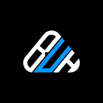 BUH letter logo creative design with vector graphic, BUH simple and modern logo in round triangle shape.