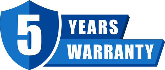 5 year warranty stamp badge isolated, warranty label