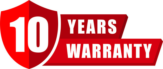 ten year warranty stamp badge isolated