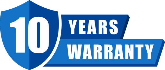 ten year warranty stamp badge isolated