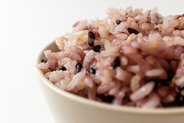 Black rice on a white background