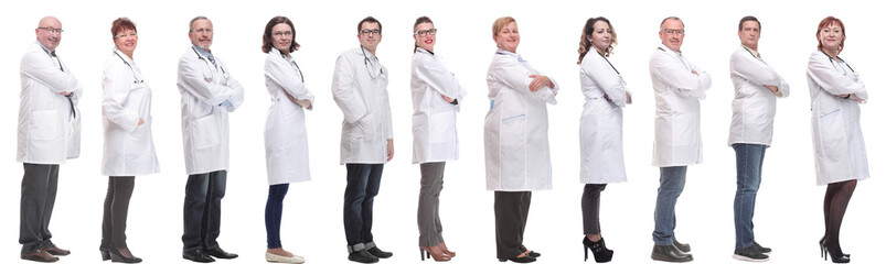 Fototapeta premium group of doctors in profile isolated on white