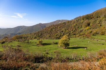 A country landscape in the Ligurian hinterland, in La Spezia province, in autumn, Italy